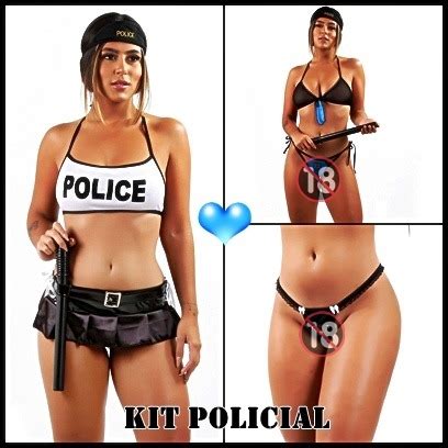 Fantasia Policial Sensual Sex Shop Mini Conjunto Sexy Cassetete