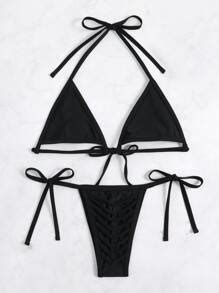 Shein Swim Sxy Cut Out Micro Triangle Thong Bikini Swimsuit Shein Uk