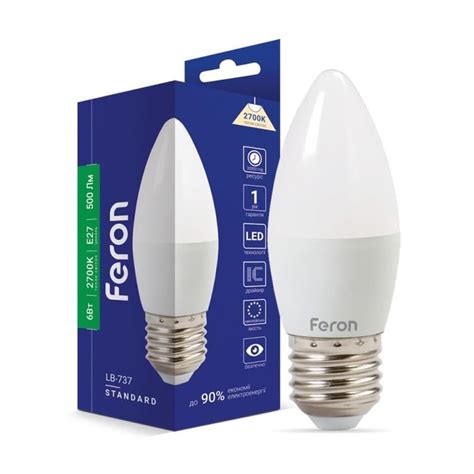 ᐉ Лампа светодиодная Feron LB-737 свеча 6 W E 27 2700 K (1299494031 ...