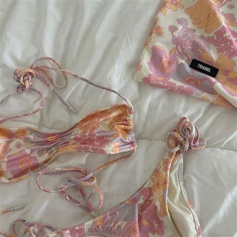 Floral Triangl Bikini Set Size L But Runs Quite Depop