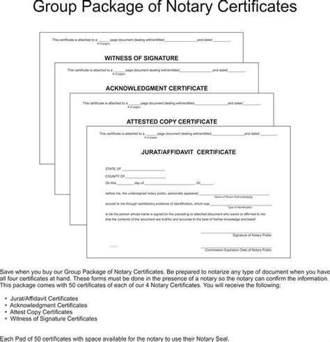 Group Of Notary Certificates