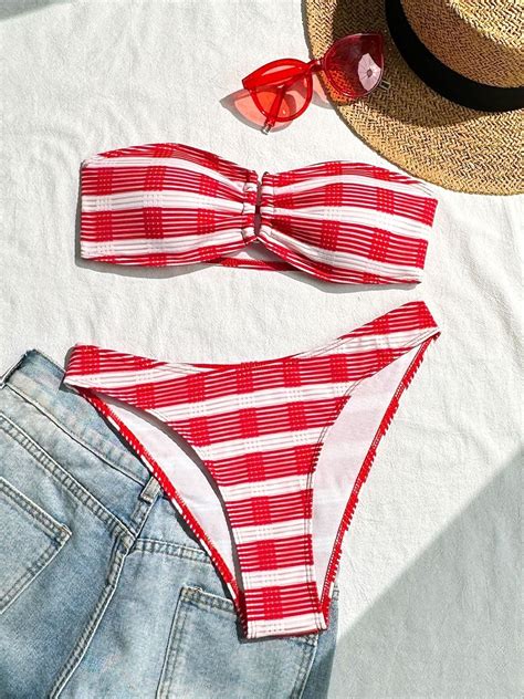 Stripe Print Halter Swimsuit Stripe Bikini Printed Stripe Sexy Bikini Two Piece Bikini On Luulla