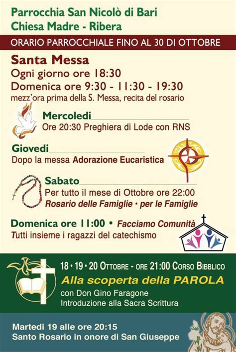 Ribera Chiesa Madre Gli Orari Delle Messe Ad Ottobre Ripost