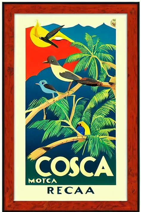 Art Deco Travel Poster Costa Rica Monteverde With Stable Diffusion