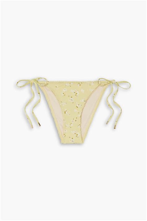Peony Swimwear Crochet Trimmed Floral Print Low Rise Bikini Briefs The Outnet