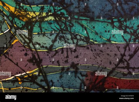 Rice Terraces Fragment Hot Batik Handmade Art Silk Background Texture Stock Photo Alamy