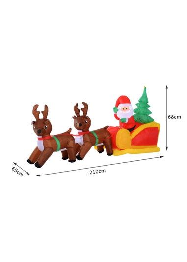 HOMCOM Santa Claus Sledge Sleigh W Reindeer LED Outdoor Blow Up