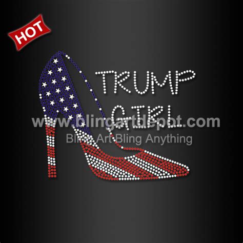 Election Trump Girl With High Heel Hot Fix Rhinestones