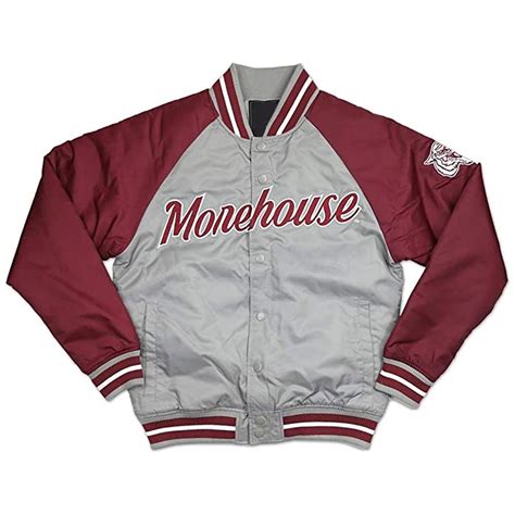 Full Snap Satin Lightweight Morehouse Tigers Gray And Maroon Jacket