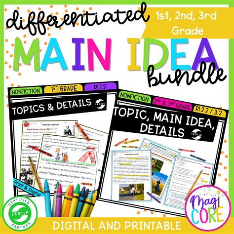 Main Idea Details Reading Comprehension Differentiated Bundle