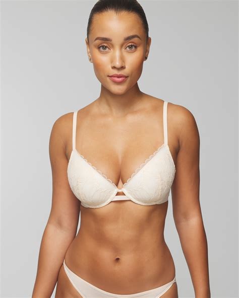 Soma Lightly Lined Plunge Bra With Lace In Light Nude Size D Women S Bras Modesens