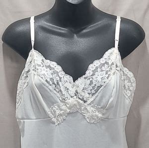 Van Raalte Intimates Sleepwear Van Raalte Vintage 96s Floral Lace Trim White Lingerie Slip