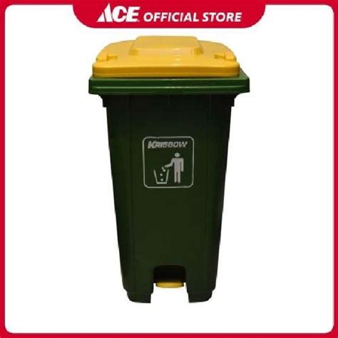 Jual Ace Krisbow 240 Ltr Tempat Sampah Pedal Outdoor Hijau Kuning