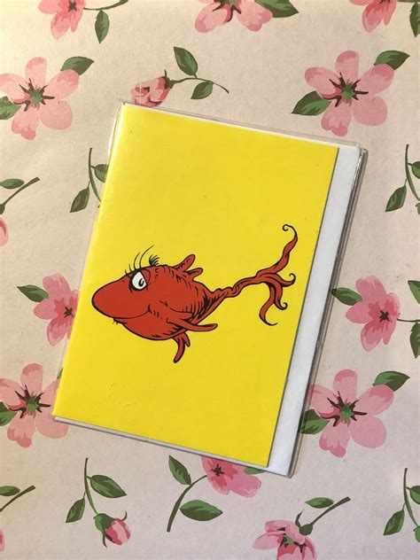 Vintage/retro Dr. Seuss 'red Fish' Cute Tiny Blank - Etsy