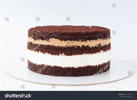 Naked Layer Cake Chocolate Biscuit Cream Stock Photo