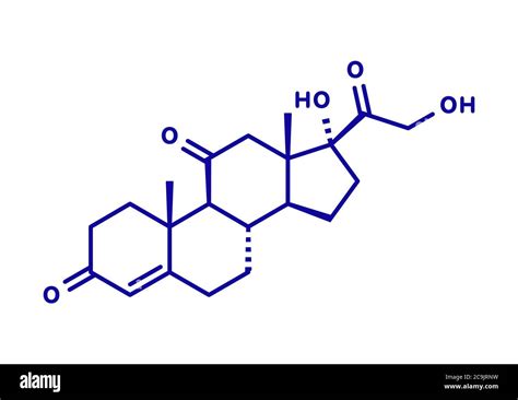 Molécula De La Hormona Del Estrés De La Cortisona Fórmula Esquelética