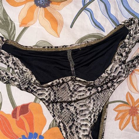 Vitamin A Snakeskin Ruched Bikini Bottom Braided On Depop