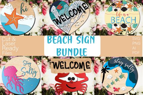 Beach Theme Round Door Hanger Svg Afbeelding Door Princes Bookbea