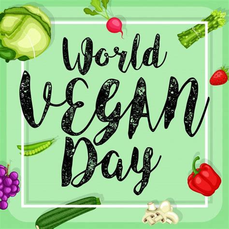 World Vegan Day Poster With Flat Design Vegetables Background World