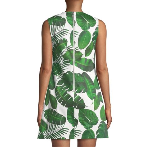 Alice Olivia Coley Sleeveless Palm Leaf Print A Line Dress Evachic