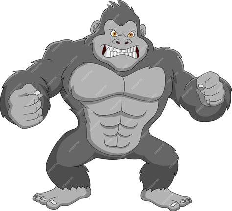 Premium Vector Angry Gorilla Cartoon On White Background