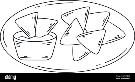 Mexican Cuisine Appetizer Nacho Doodle Illustration Corn Tortilla