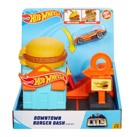 Brinquedo Infantil Pista Hot Wheels City Conjunto Basico Loja De Hamburguer Mattel Papellotti