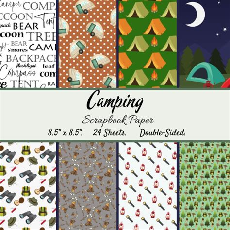 Camping Scrapbook Paper Double Sided Happy Camper Themed Craft Paper