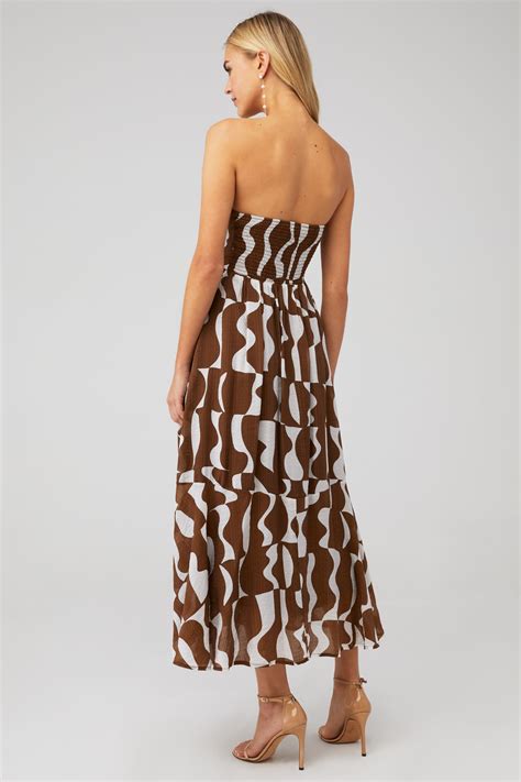 ASTR | Mariella Dress in Brown White Abstract| FashionPass