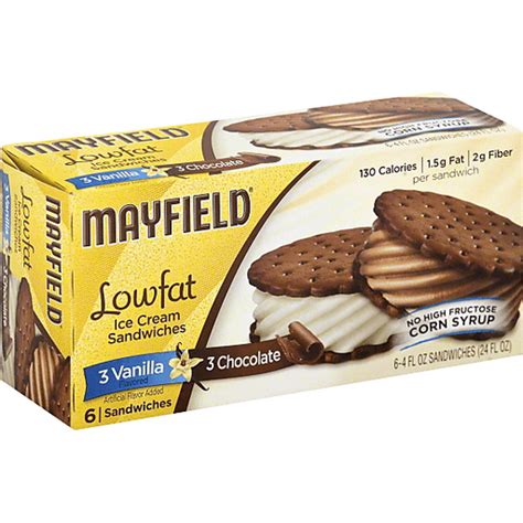 Mayfield Ice Cream Sandwiches Lowfat Vanilla Chocolate Shop