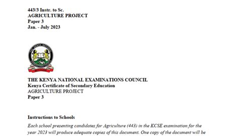 Download Kcse Agriculture 4433 Project 2023 Ke