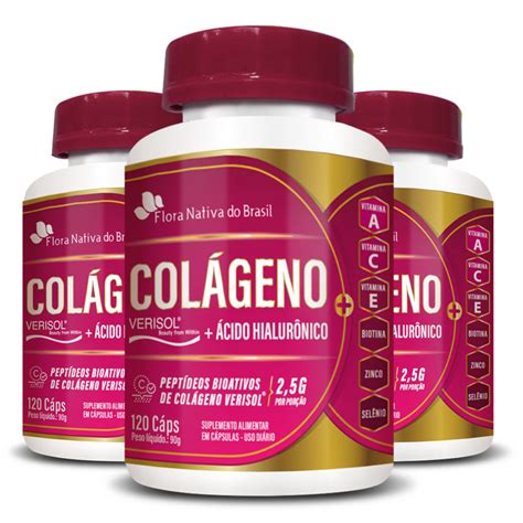 Kit Colageno Verisol Acido Hialuronico 750mg 3 Potes 120 Capsulas