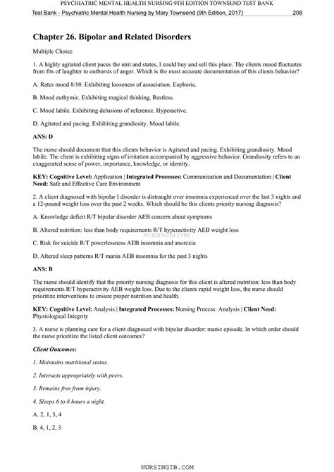 TB Chapter 26 Bipolar And Related Disorders NURSINGTB Chapter 26