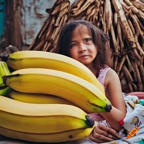 Girl In Captivity With A Pile Of Bananas On Craiyon