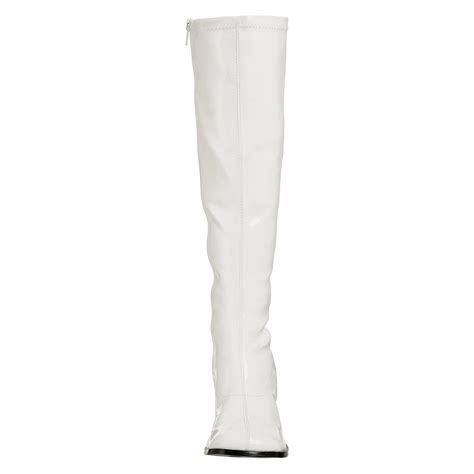 Bottes Blanches En Cuir Verni Ann Es Hippie Disco Gogo Botte Haute