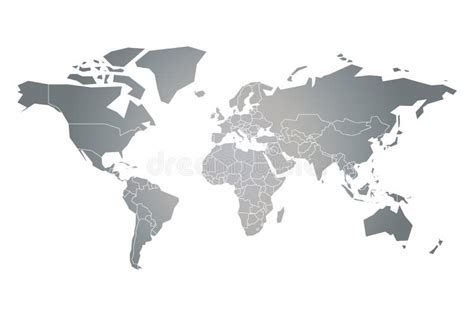 Silhueta Cinza Simplificada Do Mapa Mundial Ilustração Vetorial