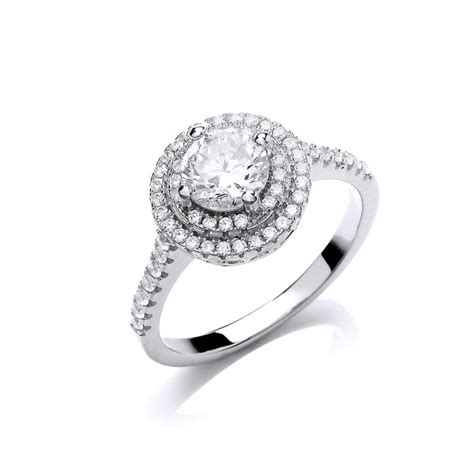 Cubic Zirconia Halo Solitaire Ring Cavendish French