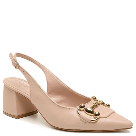 Scarpin Salto Bloco Scarpin Nude Mezzo Punto