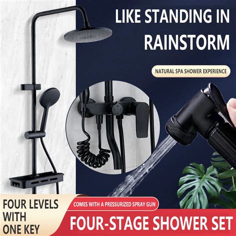 JMW 001 Shower Set With Faucet 4 In 1 Round Shower Set 304 Stainless Steel Hot And Cold Water