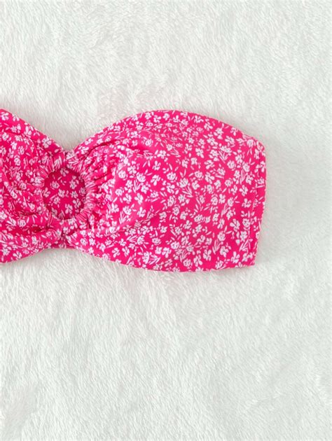 SHEIN Swim Vrolijke Bloemetjes Bikini Top Ring Ruches SHEIN Nederland