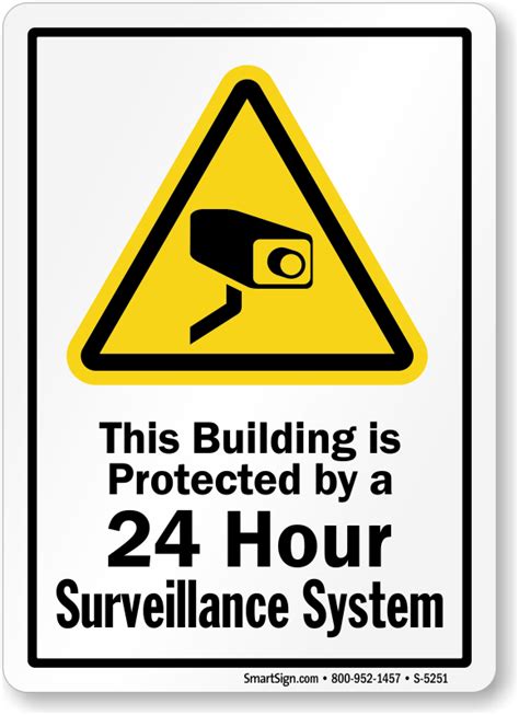 This Building Protected By 24 Hour Surveillance System Sign SKU S 5251