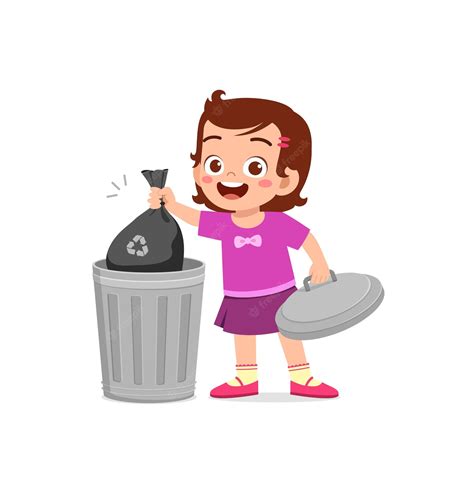Illustration Of Boy Person Throwing Trash Into Recycle Bin Clip Art