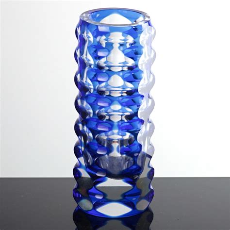 Blockvase Art Deco Glas Blau Vase Haida B Hmen Er Er Wohl Karl