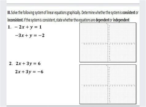 Solved Iii Solve The Following System Of Linear Equations Graphically