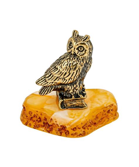 Фигурка из латуни Птица сова букля