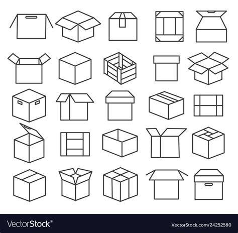 Box Packaging Line Icons Royalty Free Vector Image