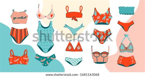 Lingerie Swimsuits Vector Stickers Set Various Stock Vector Royalty Free