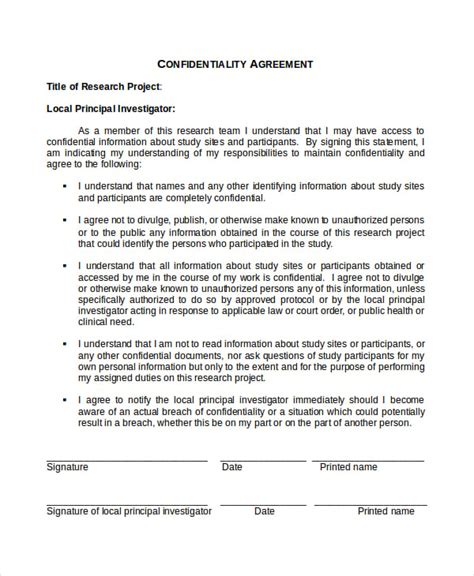confidentiality agreement templates   word  formats