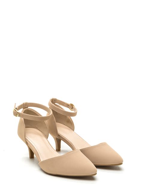 Point Person Faux Nubuck Kitten Heels BLACK NUDE Kitten Heels Prom