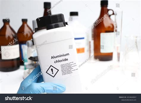 Aluminium Chloride Bottle Chemical Laboratory Industry Stock Photo